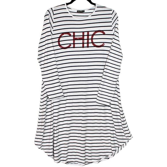 CHIC Stripe Midi Dress Jersey Size Large/XL - Picture 1 of 4